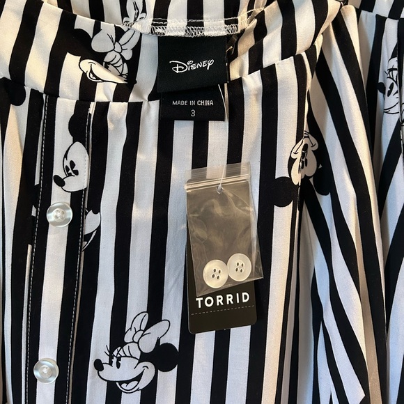 Disney Mickey & Minnie Black & White Stripe Challis Midi Skirt (Plus Size/NWT) - Picture 2 of 7
